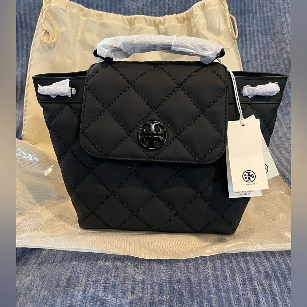 Tory Burch Willa Matte Black Backpack NWT Authentic